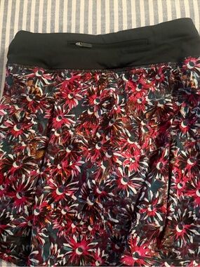Floral Athletic Skirt with Black Waistband